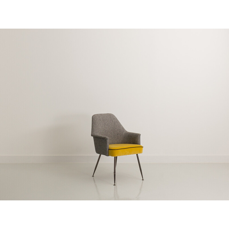 Grey and yellow vintage armchair, 1960