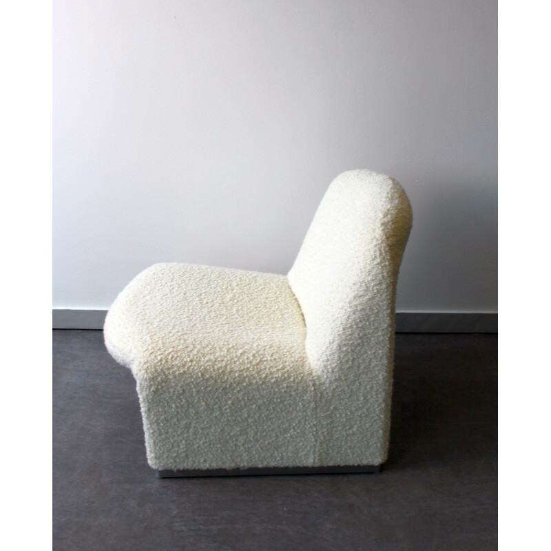 Sillón vintage Alky en acero y lana bouclette de Giancarlo Piretti para Anonyma Castelli, 1969