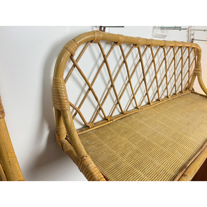 Paar Vintage-Wandregale aus Rattan, 1970