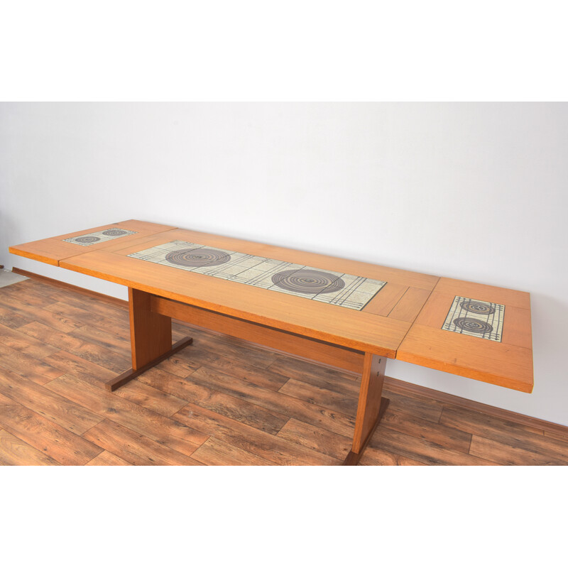 Table vintage en teck et carrelage par Gangso Mobler, Danemark 1960