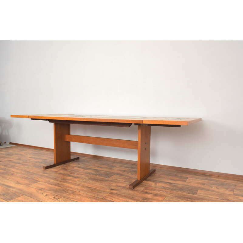 Vintage teak and tile dining table by Gangso Mobler, Denmark 1960s