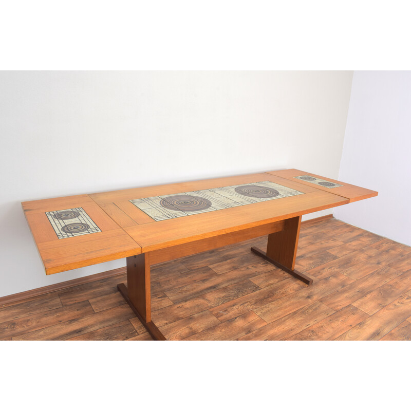 Vintage teak en tegel eettafel van Gangso Mobler, Denemarken 1960