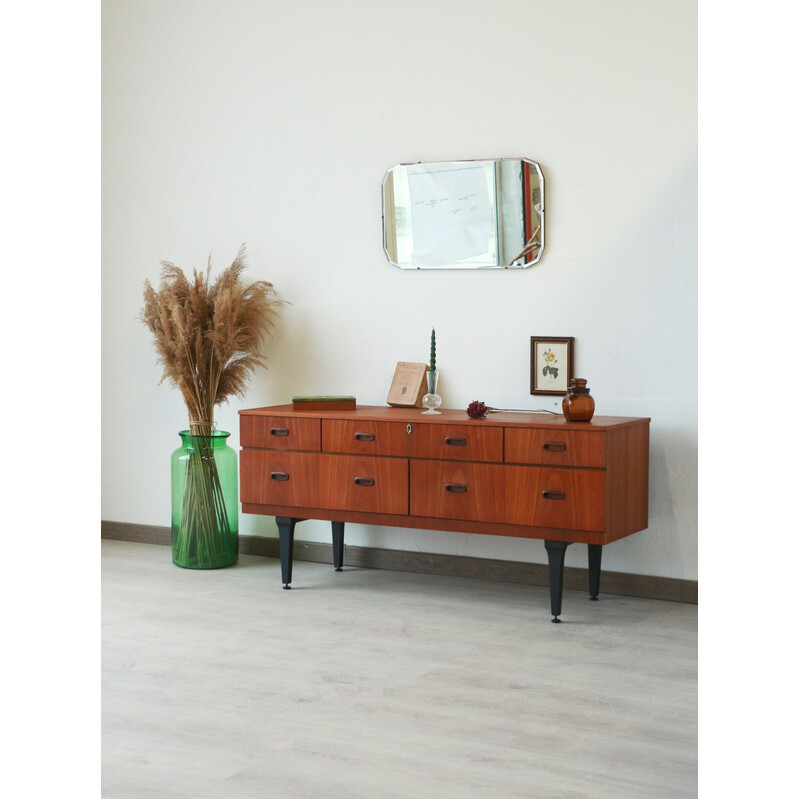 Credenza vintage in teak con cassetti, Inghilterra 1960