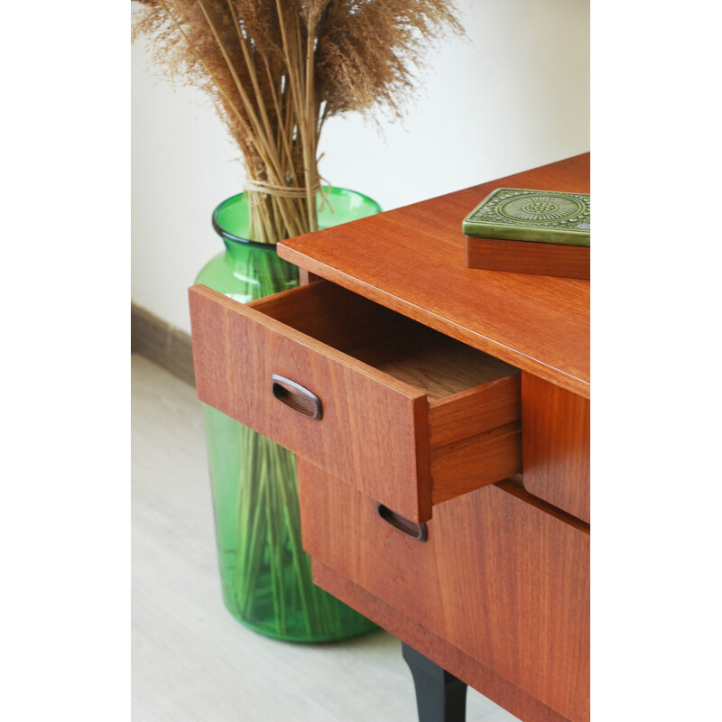 Credenza vintage in teak con cassetti, Inghilterra 1960