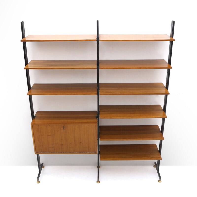 Vintage bookcase in veneered wood, 1950s