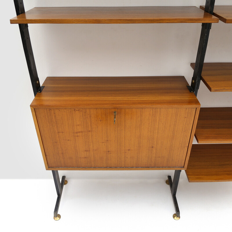 Vintage bookcase in veneered wood, 1950s