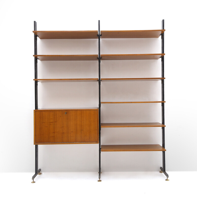 Vintage bookcase in veneered wood, 1950s