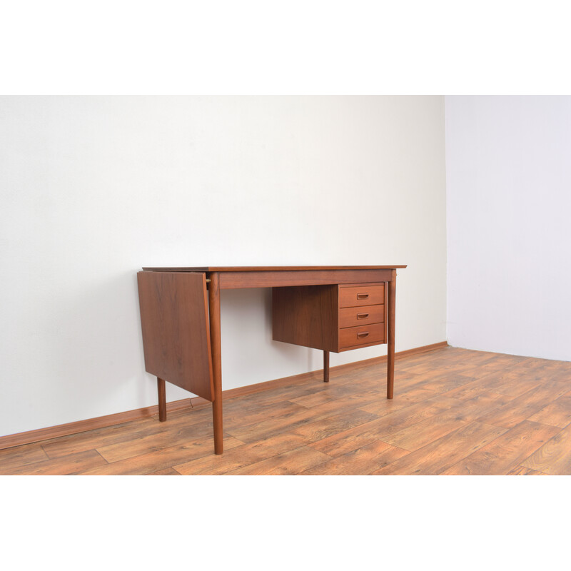 Mid-eeuws Deens teak uitschuifbaar bureau, 1960