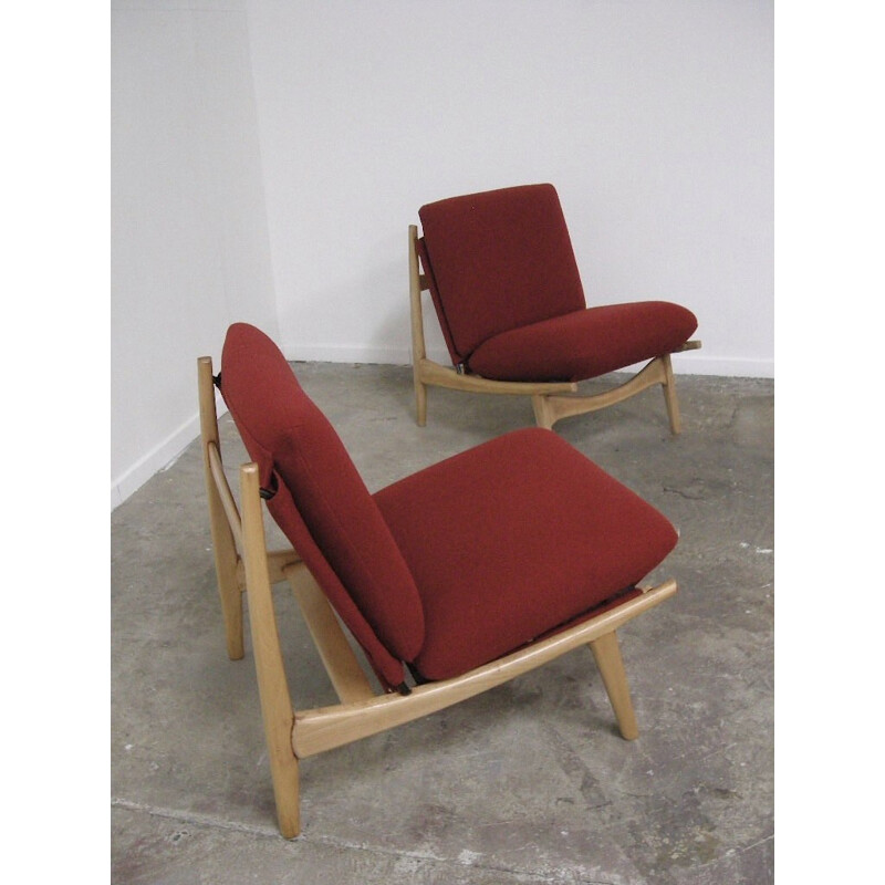 Pair of low chairs, Joseph-André MOTTE - 1960s