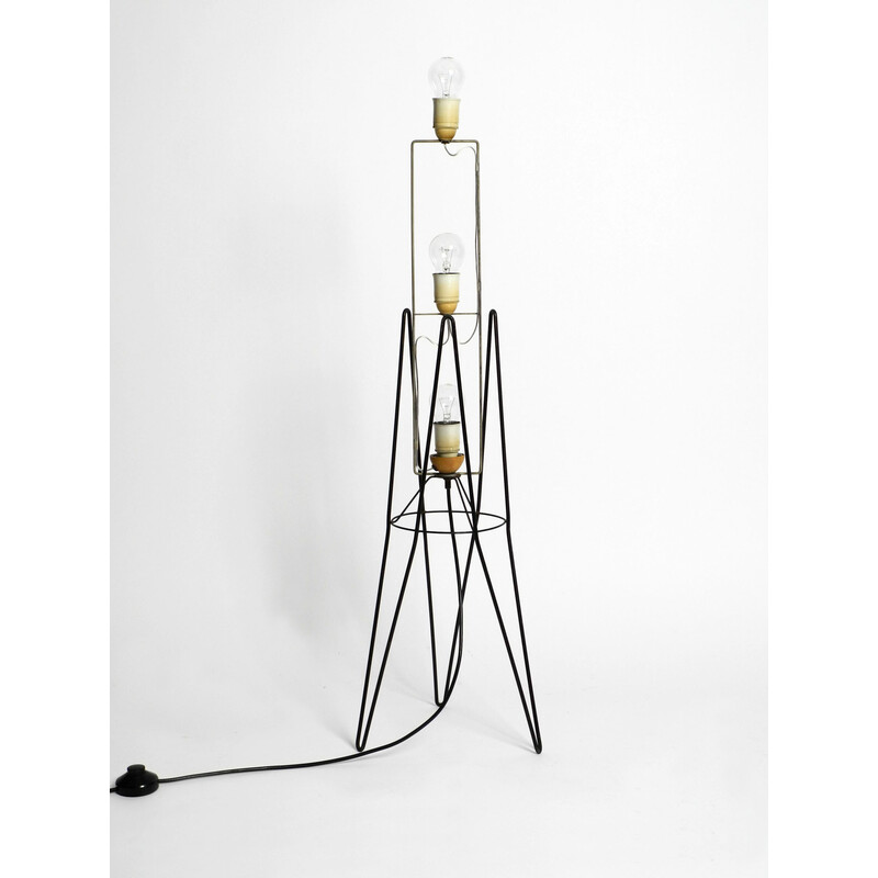 Mid century Italian floor lamp with fiberglass shade and metal