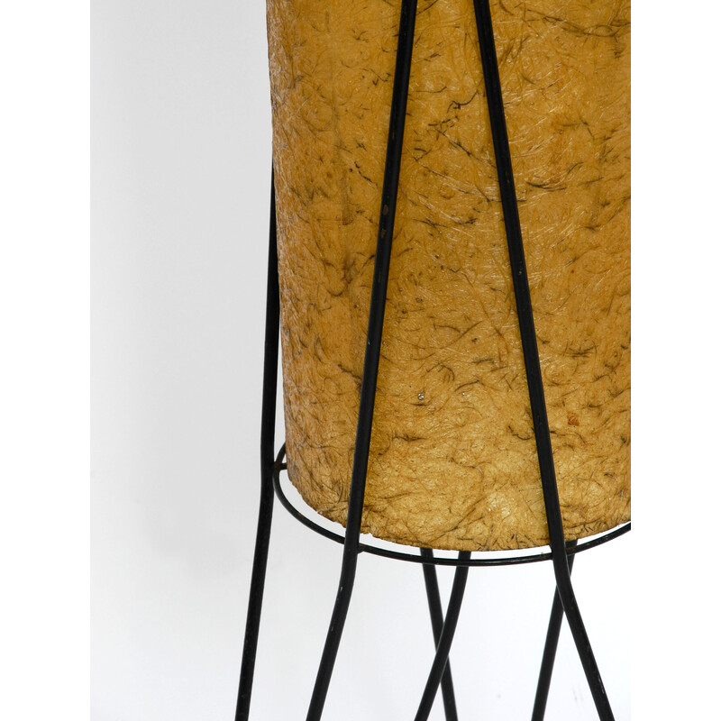 Lampada da terra italiana di metà secolo con paralume in fibra di vetro e metallo