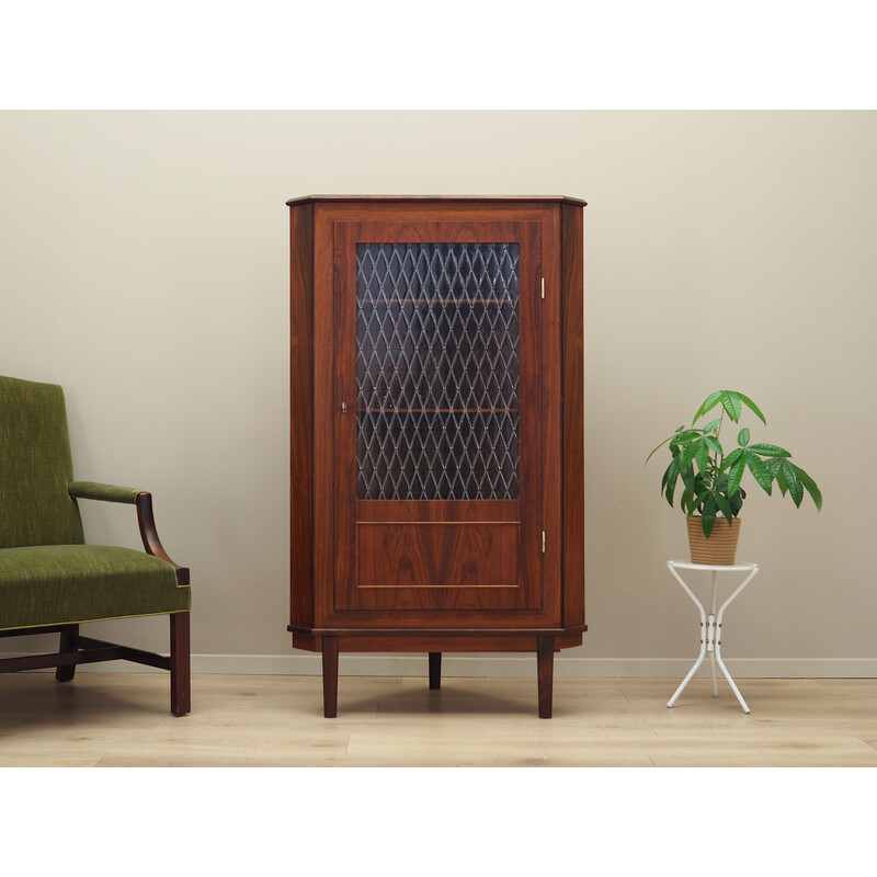 Vintage Danish rosewood corner display cabinet, 1970s