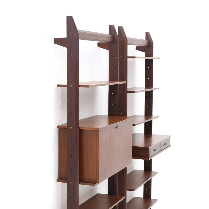 Pair of vintage wooden wall bookcases, 1960s