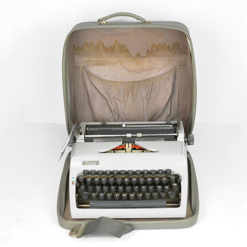 Vintage model 50 Erika suitcase typewriter by Veb Robotron Berlin, Germany 1976