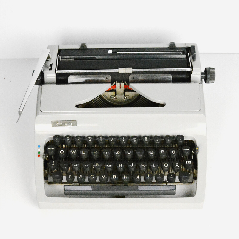 Vintage model 50 Erika suitcase typewriter by Veb Robotron Berlin, Germany 1976