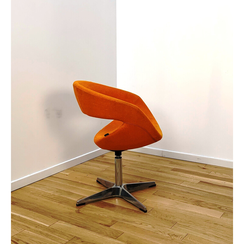 Vintage-Bürosessel aus orangefarbener Wolle von Spo, Frankreich