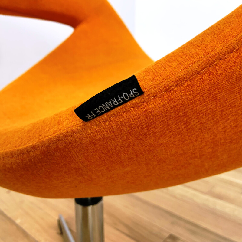 Silla de oficina vintage de lana naranja de Spo, Francia