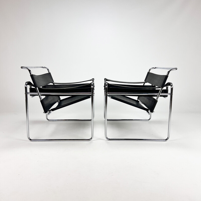 Vintage Wassily B3 armchairs by Marcel Breuer, 1980s