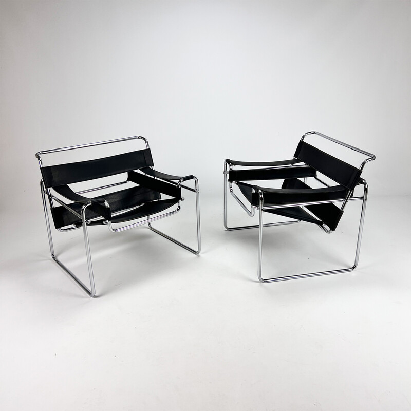 Vintage Wassily B3 armchairs by Marcel Breuer, 1980s