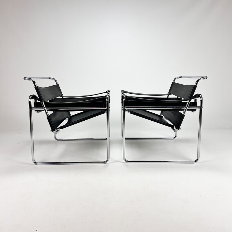 Vintage Wassily B3 fauteuils van Marcel Breuer, 1980