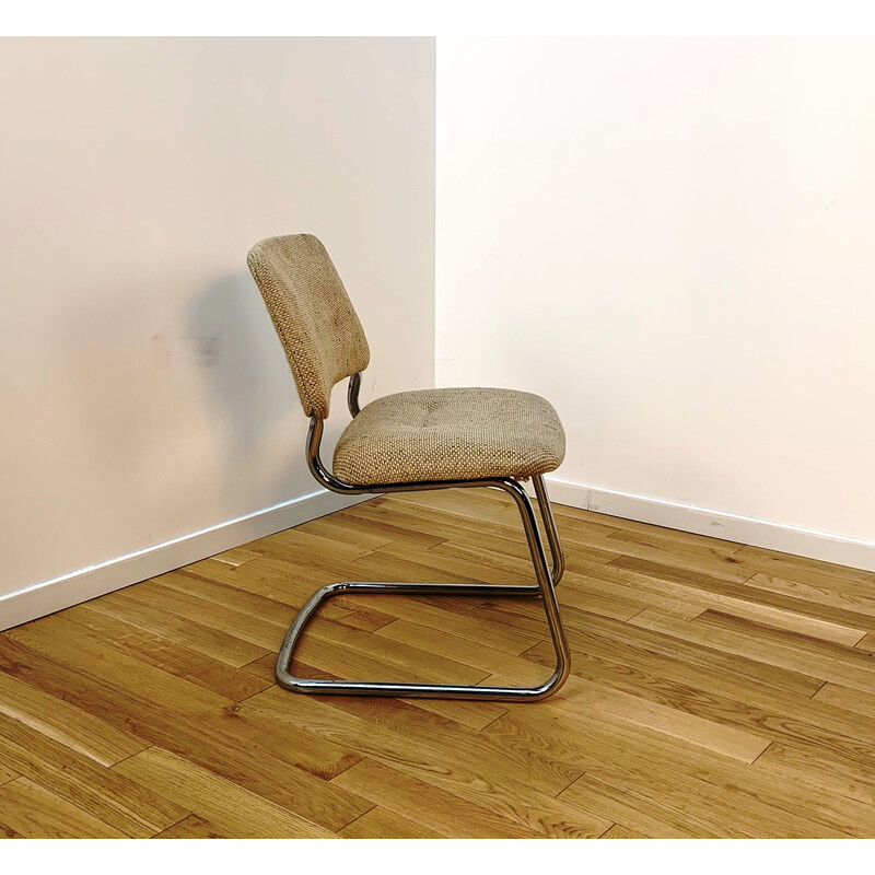 Vintage aluminum and wool chair by Strafor