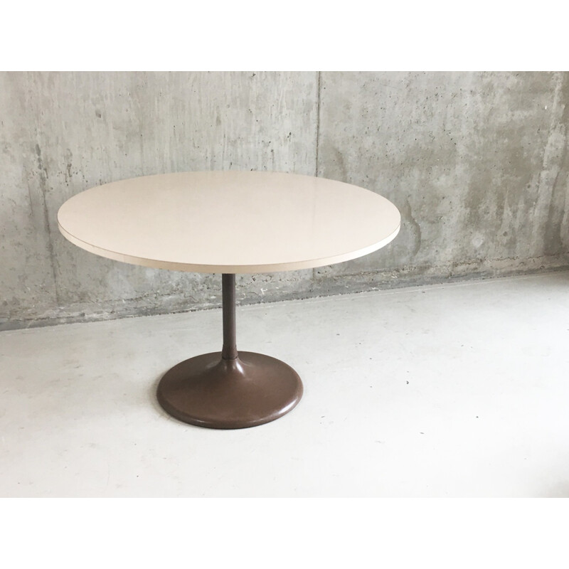 Mid century mushroom brown coloured melamine circular table - 1970s