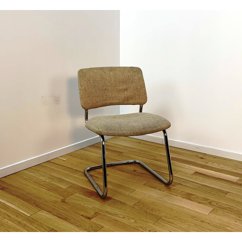 Vintage aluminum and wool chair by Strafor