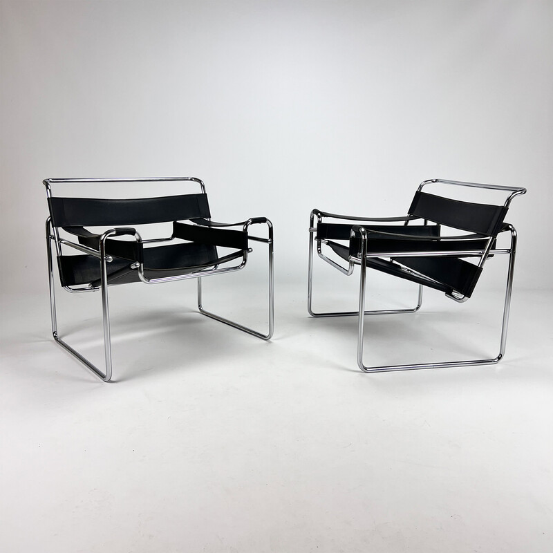 Vintage Wassily B3 fauteuils van Marcel Breuer, 1980