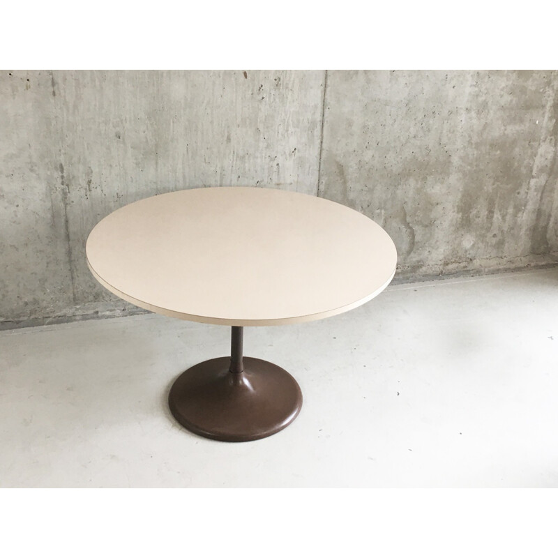 Mid century mushroom brown coloured melamine circular table - 1970s