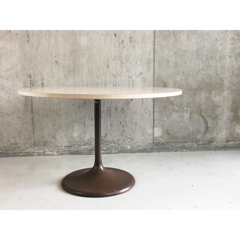 Mid century mushroom brown coloured melamine circular table - 1970s