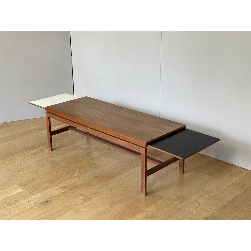 Mesa de café escandinava de teca com extensões, 1960-1970