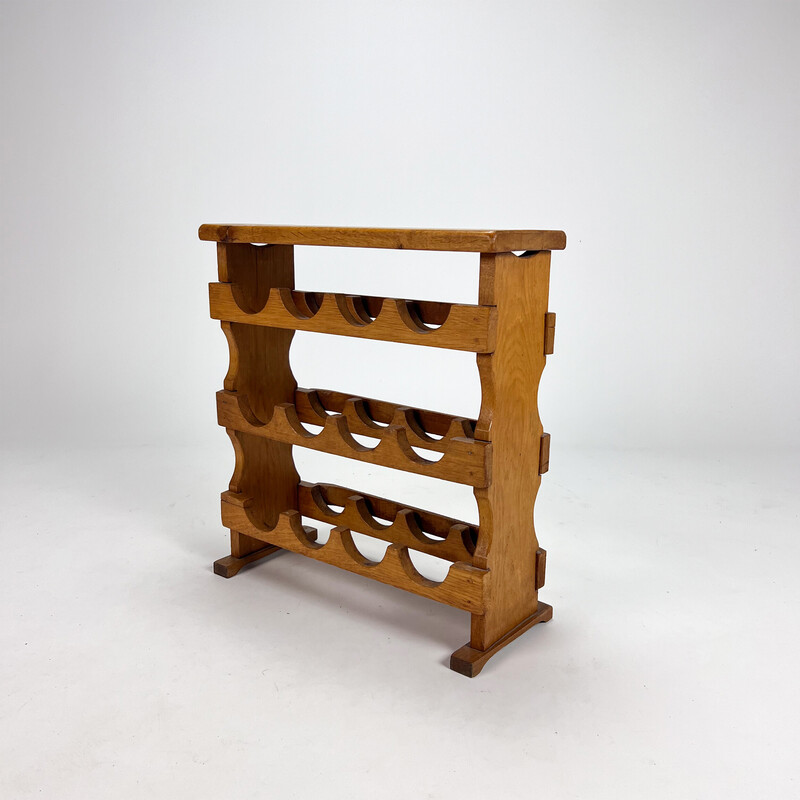 Vintage oakwood wine rack, 1960s