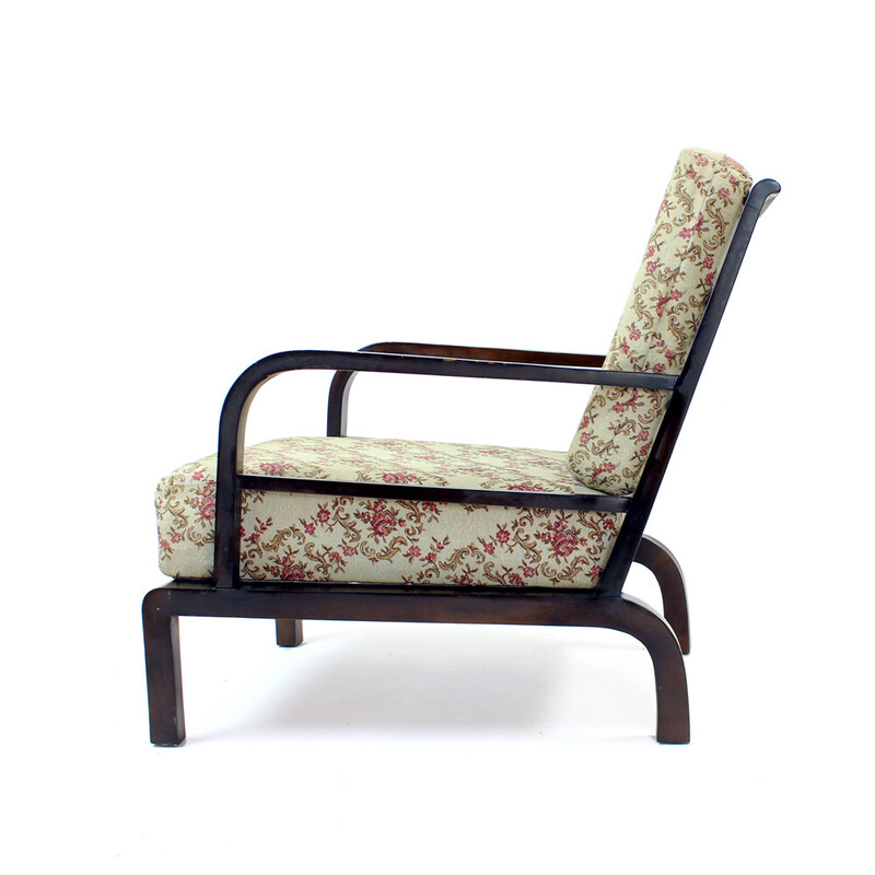 Vintage houten fauteuil, Tsjecho-Slowakije 1940