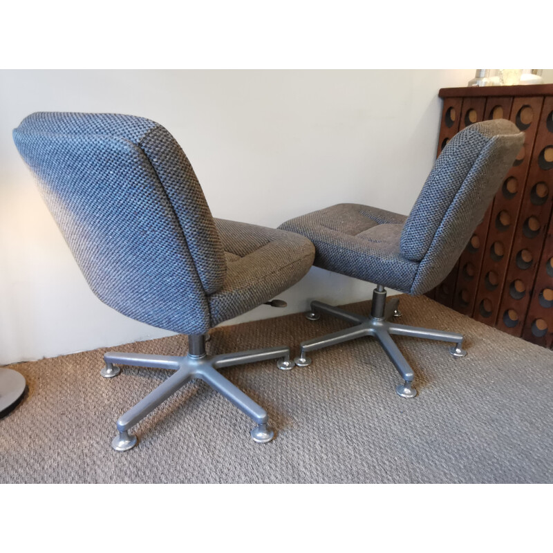 Paire de fauteuils de bureau vintage gris chiné par Eurosit, 1970s