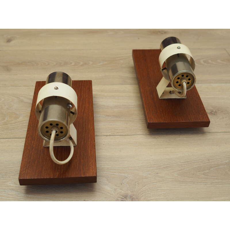 Pair of vintage teak wall lamps, Denmark 1960s