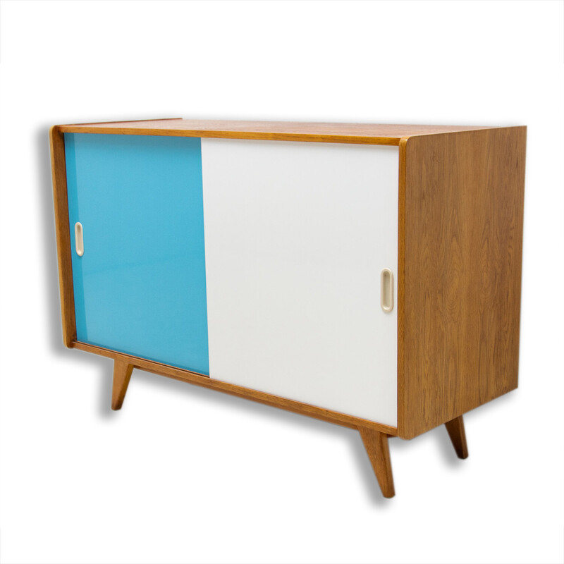 Credenza di metà secolo U-452 con ante scorrevoli di Jiří Jiroutek, Cecoslovacchia 1960