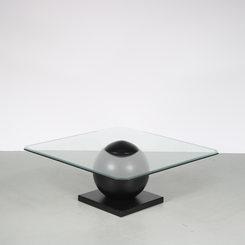 Vintage glass top coffee table, Netherlands 1980s