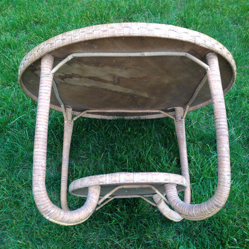 Table in rattan marrow - 1950s