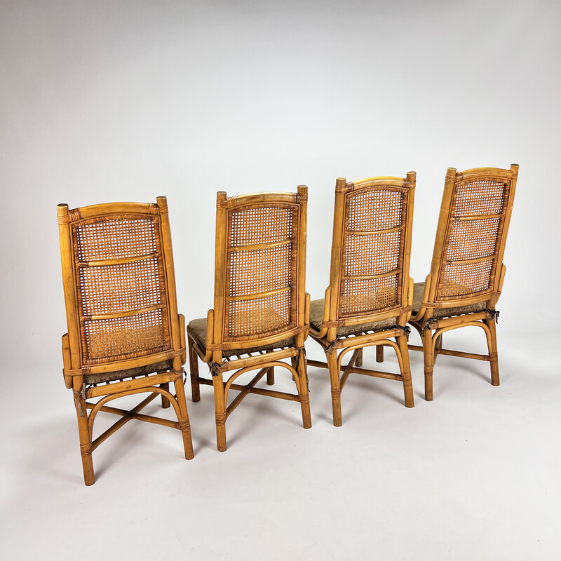 Esszimmerstühle aus Rattan und Schilfrohr, 1970er Jahre