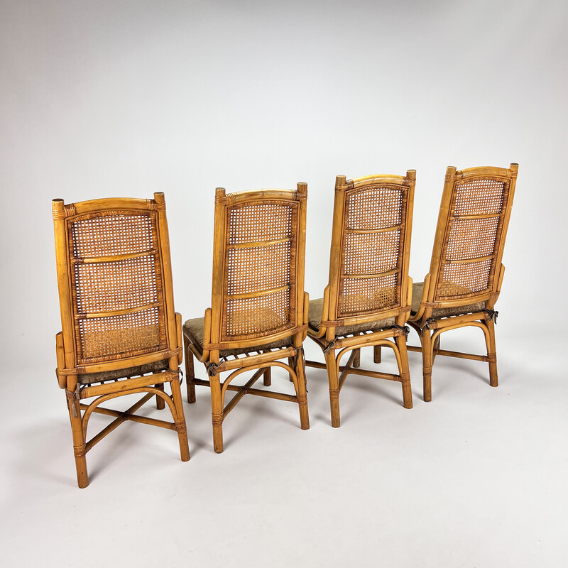 Esszimmerstühle aus Rattan und Schilfrohr, 1970er Jahre