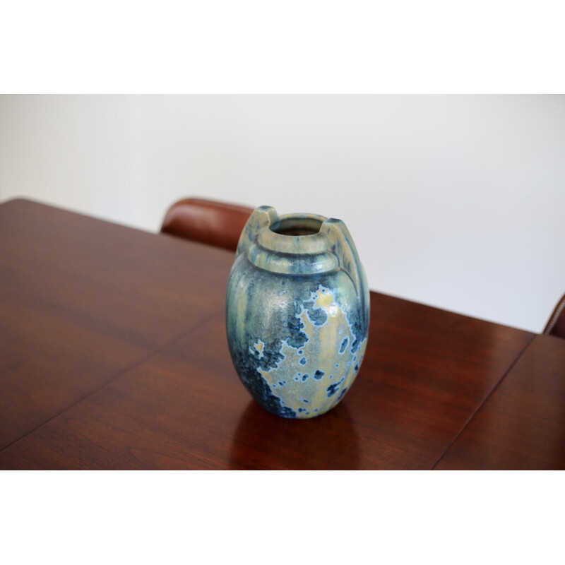 Vintage stoneware ovoid vase from Pierrfonds