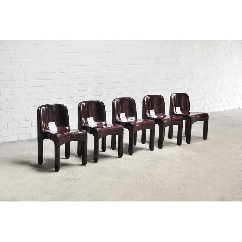 Set of 5 vintage "Universale" chairs model 4869 by Joe Colombo for Kartell, 1970s