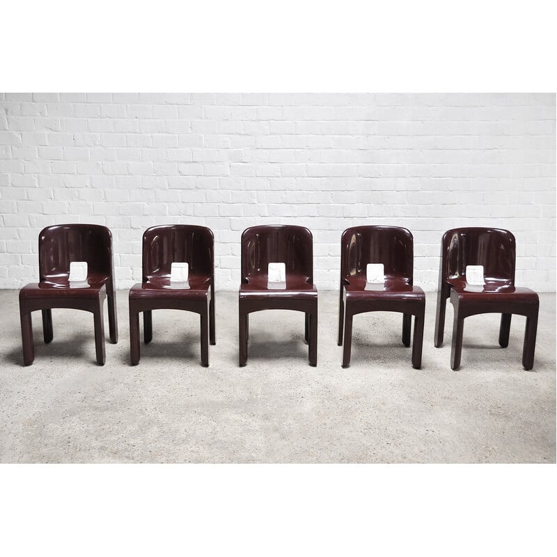 Set of 5 vintage "Universale" chairs model 4869 by Joe Colombo for Kartell, 1970s