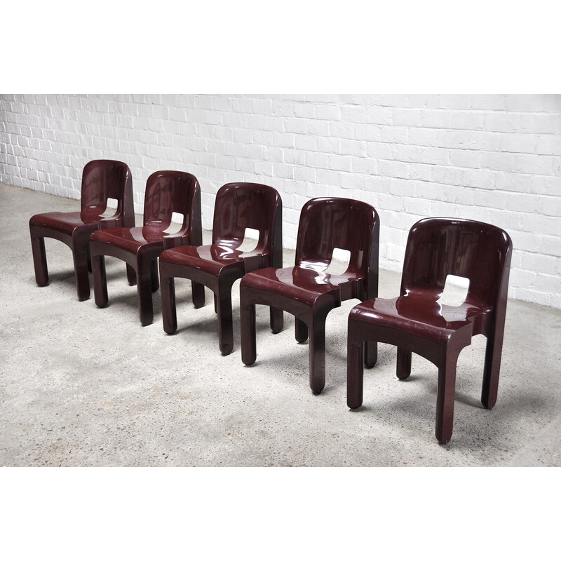 Set of 5 vintage "Universale" chairs model 4869 by Joe Colombo for Kartell, 1970s
