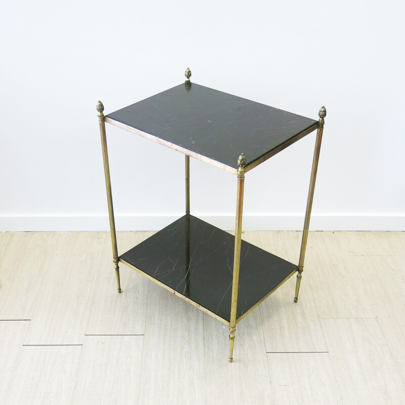 French Brass and Marble Side Table - 1960s