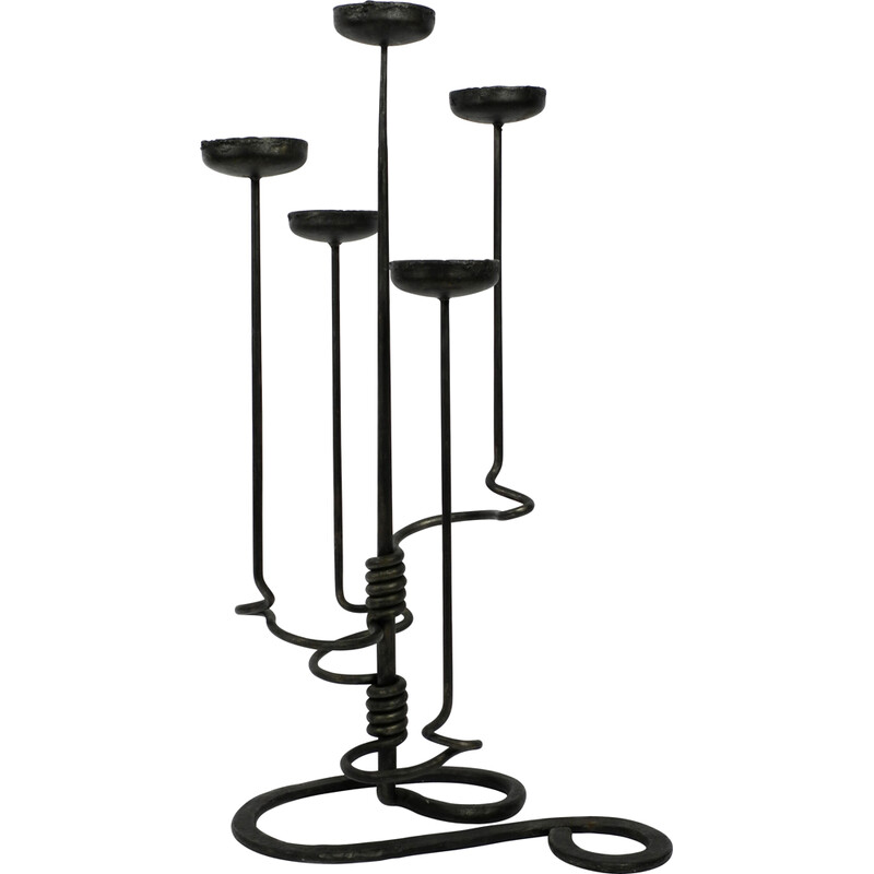 Vintage floor candlestick in wrought iron