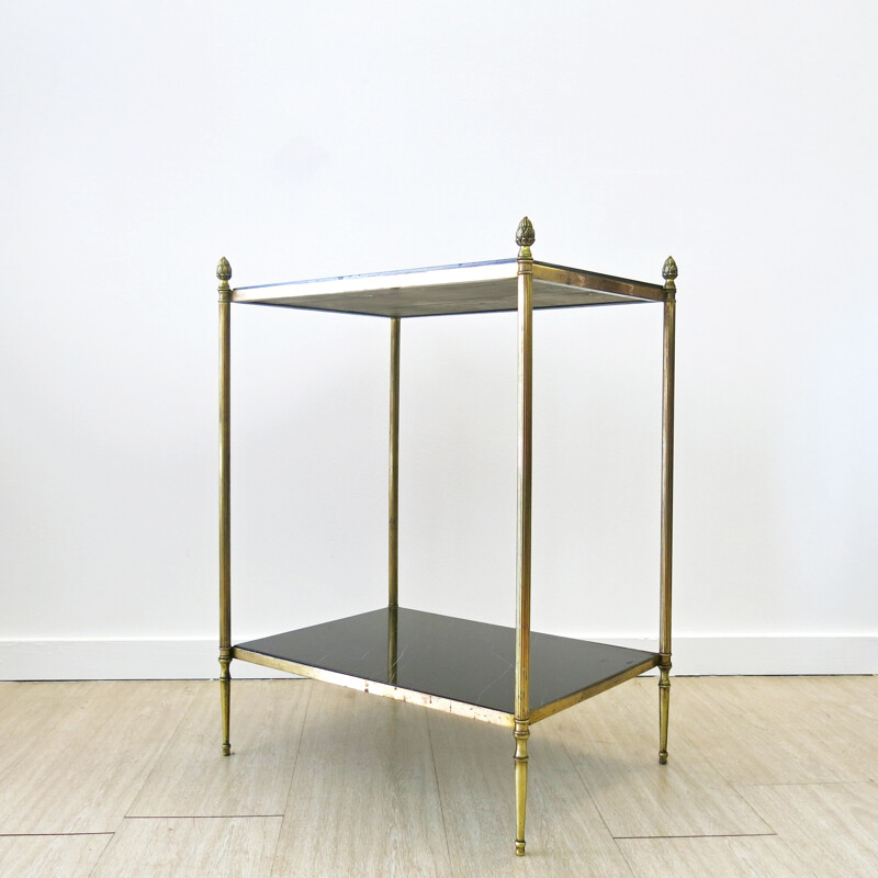 French Brass and Marble Side Table - 1960s