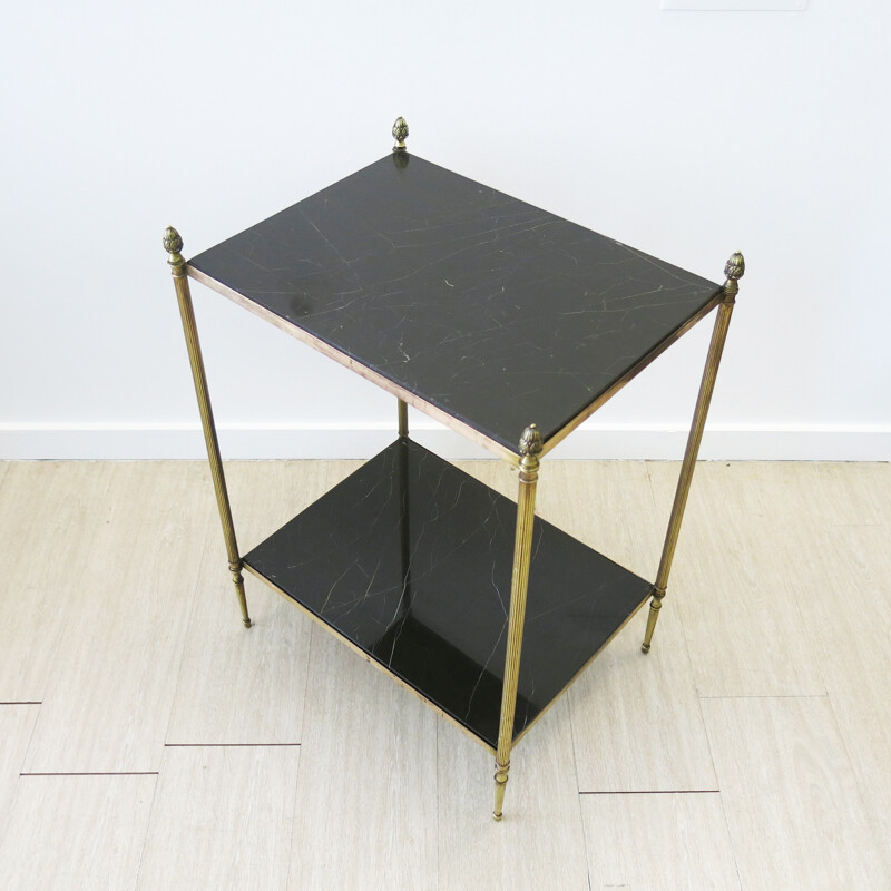 French Brass and Marble Side Table - 1960s