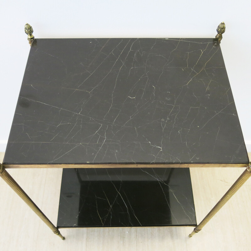 French Brass and Marble Side Table - 1960s