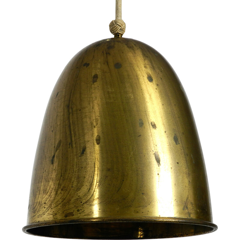 Lámpara colgante de latón de mediados de siglo con 3 casquillos